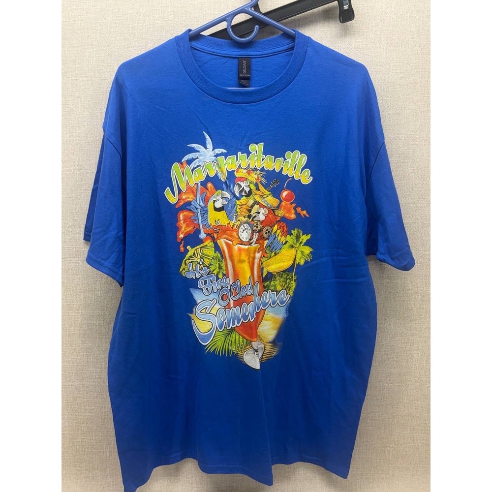 Margaritaville Its Five OClock Somewhere T-Shirt XL Blue‎ Gildan Heavy Cotton